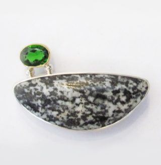 Diorite and Chrome Diopside brooch