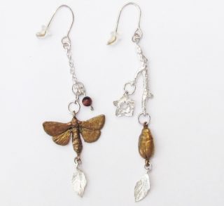 Sterling Silver and Bronze Moth Earring Jewellery